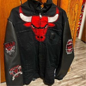 Heavy leather/jean Bulls jacket